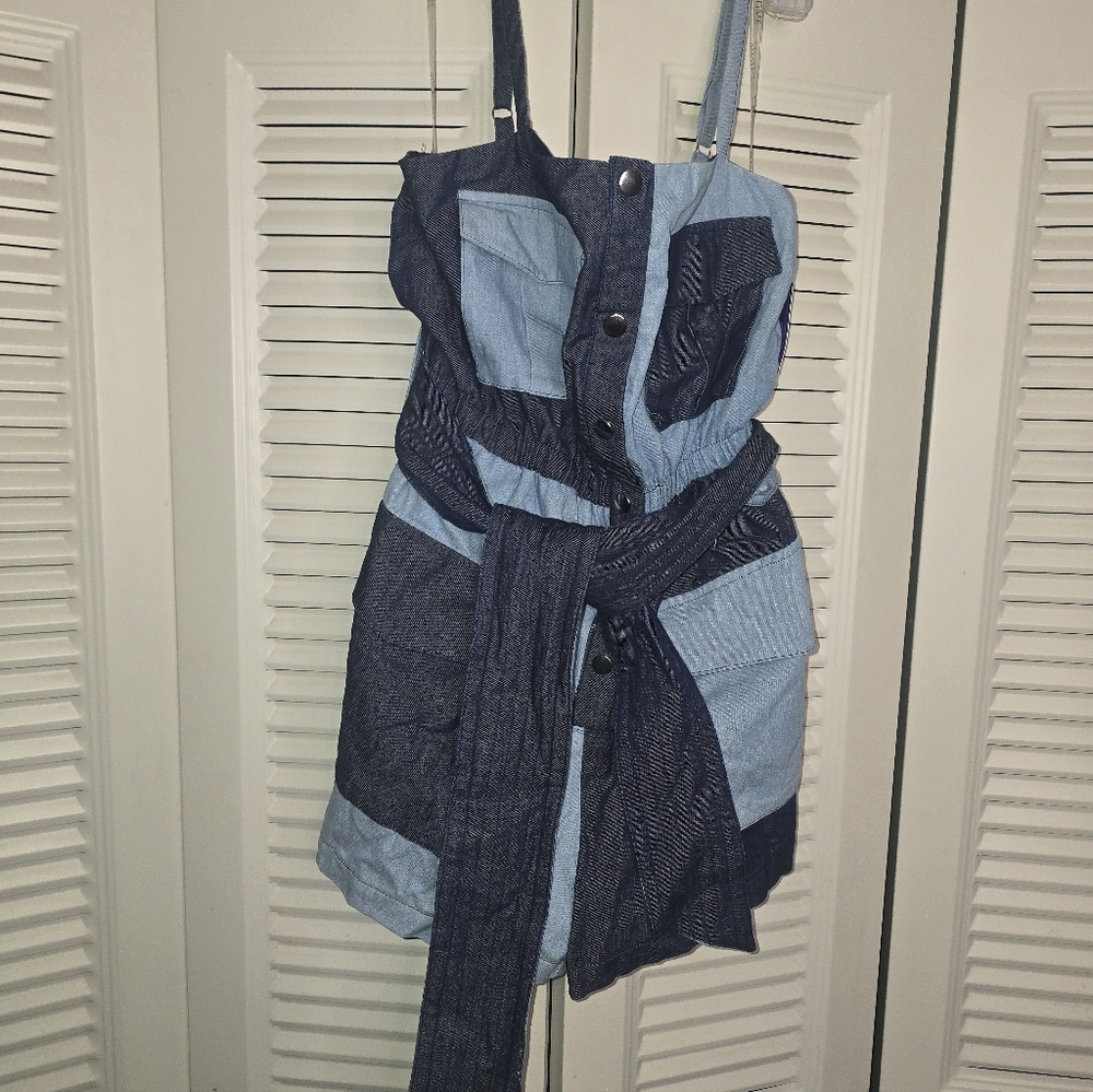 L'ATISTE Denim Patchwork Blue / Dark Blue One Piece Size S NWT